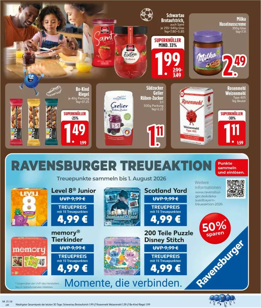 Aktueller Prospekt Edeka - Prospekte - von 15.06 bis 20.06.2026 - strona 12 - produkty: aufstrich, Be-Kind, binden, brot, brotaufstrich, disney, eis, ente, Kinder, mehl, Puzzle, reis, riegel, rosen, Rosenmehl, Schwartau, Ti, weizenmehl, ZTE