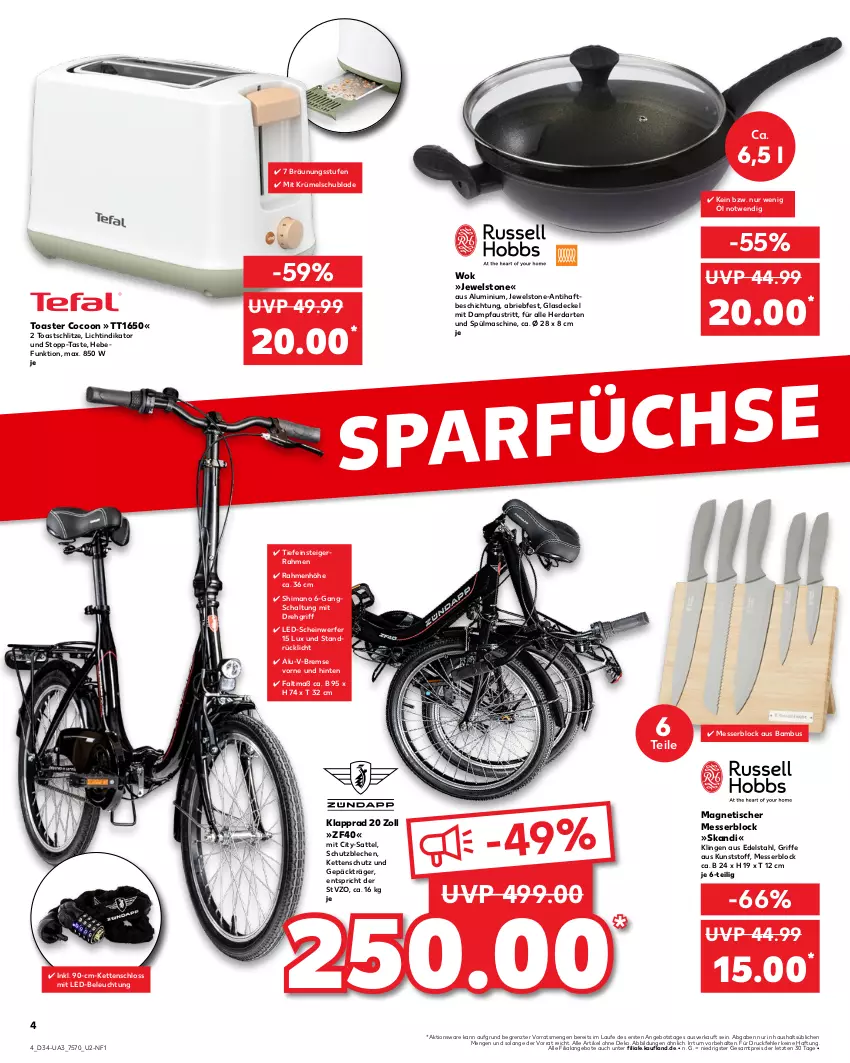 Aktueller Prospekt Kaufland - Umschlag - von 22.08 bis 28.08.2024 - strona 4 - produkty: angebot, angebote, aust, bambus, beleuchtung, brie, decke, Deckel, edelstahl, eis, Glasdeckel, herdarten, Kette, Klapprad, led-beleuchtung, messer, messerblock, mit led-beleuchtung, Pfau, reis, rücklicht, sattel, Schal, shimano, Ti, tisch, toast, toaster, Wels, wok, ZTE