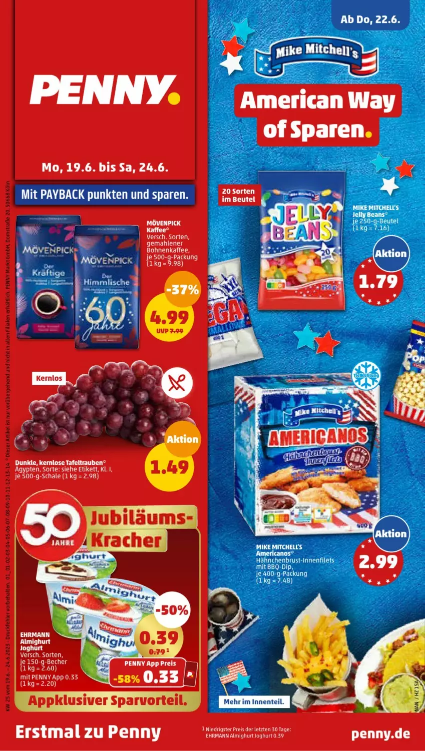 Aktueller Prospekt Penny - Prospekte - von 19.06 bis 24.06.2023 - strona 1 - produkty: dip, ente, filet, filets, hähnchenbrust, mövenpick, payback, Ti