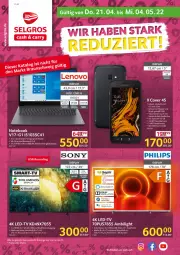 Gazetka promocyjna Selgros - Reduziert - Gazetka - ważna od 04.05 do 04.05.2022 - strona 1 - produkty: alexa, angebot, angebote, dvb, eis, frontkamera, gin, handschuhe, hauptkamera, HDMI, Intel, kamera, kopfhörer, LG, microsd, notebook, reis, schuhe, Ti, touchscreen, tuner, uhd, usb