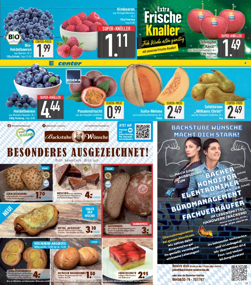 Aktueller Prospekt E Center - Angebote der Woche - von 03.04 bis 08.04.2023 - strona 3 - produkty: angebot, angebote, aprikose, aprikosen, auer, beere, beeren, bio, Birnen, bourbon, bourbonvanille, brot, chips, debrecziner, eier, eis, ente, erdbeere, erdbeeren, frucht, Galia-melone, geback, gewürz, heidelbeere, heidelbeeren, himbeer, himbeere, himbeeren, kakao, Käse, kuchen, Kürbis, kürbiskerne, mac, melone, Mürbteig, natur, nuss, passionsfrucht, Plunder, pudding, reis, saft, Schal, Schale, Semmel, senf, snack, stube, super-knüller, tafeläpfel, tafelbirnen, Ti, vanille