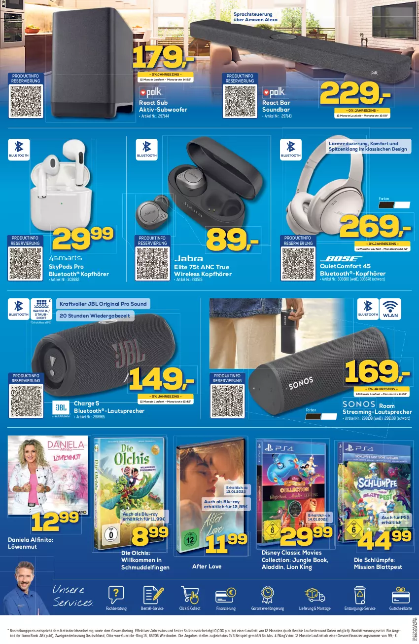 Aktueller Prospekt Berlet - Achtung!  - von 10.01 bis 15.01.2022 - strona 4 - produkty: alexa, amazon alexa, angebot, Bad, Bank, blu-ray, bluetooth®-lautsprecher, disney, eis, elle, gin, gutschein, jbl, kopfhörer, kraft, lautsprecher, lion, Pods, reis, rel, ring, soundbar, Subwoofer, Ti, wasser