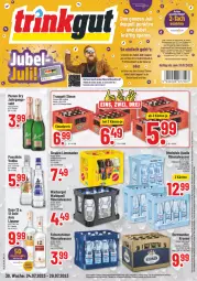 Gazetka promocyjna Trinkgut - Gazetka - ważna od 29.07 do 29.07.2023 - strona 1 - produkty: Alwa, angebot, angebotspreis, bier, buch, burger, coupon, deka, deutschlandcard, eis, elle, erde, flasche, gutschein, krone, LG, limo, limonade, limonaden, liqueur, mineralwasser, mumm, ouzo, ouzo 12, pils, pilsener, puschkin vodka, reis, rheinfels quelle, sekt, sim, sinalco, steiner, Ti, uhr, vodka, wasser