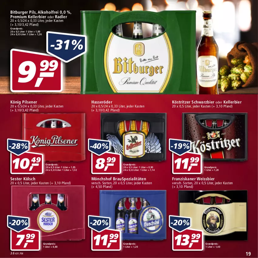 Aktueller Prospekt Real - Real Handzettel - von 21.02 bis 26.02.2022 - strona 19 - produkty: alkohol, bier, bitburger, bitburger pils, burger, eis, elle, franziskaner, hasseröder, kellerbier, könig pilsener, köstritzer, mönchshof, oder radler, pils, pilsener, radler, reis, Spezi, weissbier