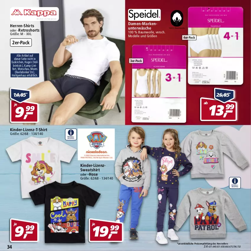 Aktueller Prospekt Real - Real Handzettel - von 21.02 bis 26.02.2022 - strona 34 - produkty: Bau, baumwolle, dell, eis, elle, herren-shirt, hose, Kinder, Markenunterwäsche, Mode, reis, retroshorts, shirt, shirts, shorts, Sweatshirt, T-Shirt, teller, Ti, Unterwäsche, wolle