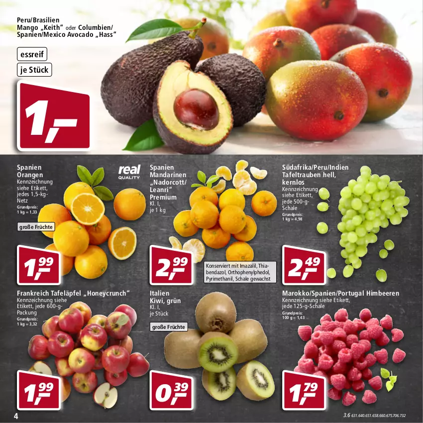 Aktueller Prospekt Real - Real Handzettel - von 21.02 bis 26.02.2022 - strona 4 - produkty: avocado, beere, beeren, eis, früchte, himbeer, himbeere, himbeeren, kiwi, mandarine, mandarinen, mango, orange, orangen, reis, Schal, Schale, tafeläpfel, tafeltrauben, Ti, trauben