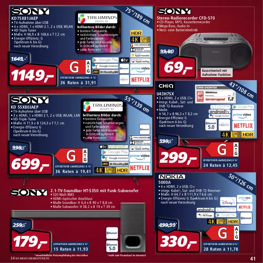 Aktueller Prospekt Real - Real Handzettel - von 21.02 bis 26.02.2022 - strona 41 - produkty: batterie, Brei, Dior, dvb, DVB-T, eis, elle, ente, hd triple tuner, HDMI, Kassettenrecorder, Mp3, Nuance, Palette, Radio, Receiver, reis, rum, soundbar, Spektrum, Subwoofer, teller, Ti, tisch, tuner, usb