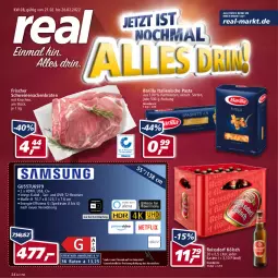 Gazetka promocyjna Real - Real Handzettel - Gazetka - ważna od 26.02 do 26.02.2022 - strona 1 - produkty: barilla, braten, dvb, DVB-T, eis, elle, ente, hartweizen, HDMI, italienische pasta, pasta, Receiver, reis, reiss, rum, schwein, schweine, schweinenacken, Spektrum, ssd, teller, Ti, usb, wein, weine