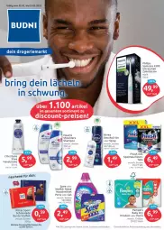 Gazetka promocyjna Budni - Prospekte - Gazetka - ważna od 05.02 do 05.02.2022 - strona 1 - produkty: bürste, creme, deo, deo roll-on, eis, elle, Finish, handcreme, nivea, nuss, pampers, Pants, Philips, Reinigung, reis, ring, ritter, ritter sport, roll-on, Schal, Schere, schoko, schokolade, shampoo, sonicare, spee, Sport, spülmaschinen, teller, Ti, waschmittel, windeln, windeln oder pants, zahnbürste