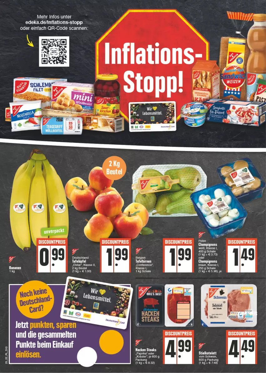 Aktueller Prospekt E Center - Angebote der Woche - von 20.06 bis 25.06.2022 - strona 10 - produkty: banane, bananen, Birnen, braun, champignon, champignons, champignons braun, deka, discount, eis, kräuter, LG, reis, Schal, Schale, schwein, steak, steaks, tafelbirnen, wein