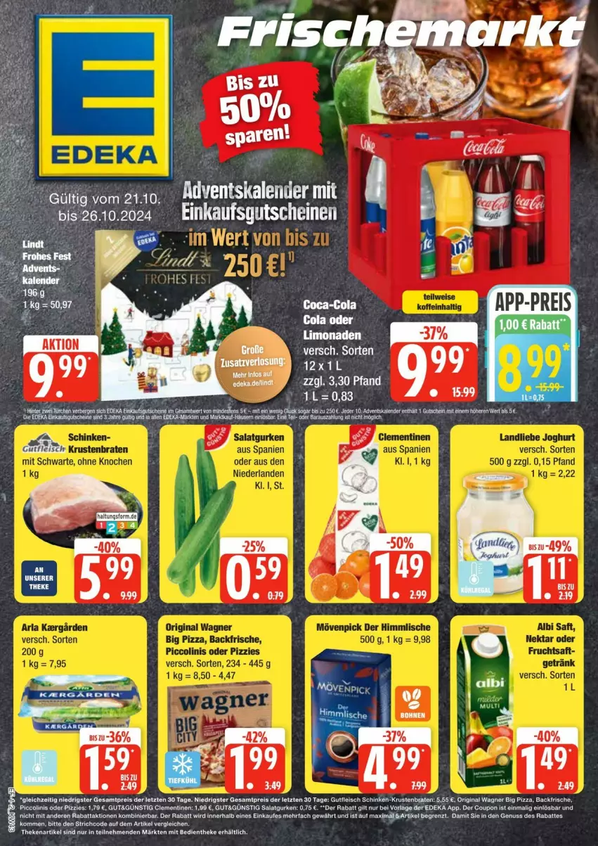 Aktueller Prospekt Edeka - Prospekte - von 19.10 bis 25.10.2024 - strona 1 - produkty: coupon, deka, eis, fleisch, gin, gutfleisch, joghur, joghurt, nuss, original wagner, pizza, reis, schinken, Ti, wagner, ZTE