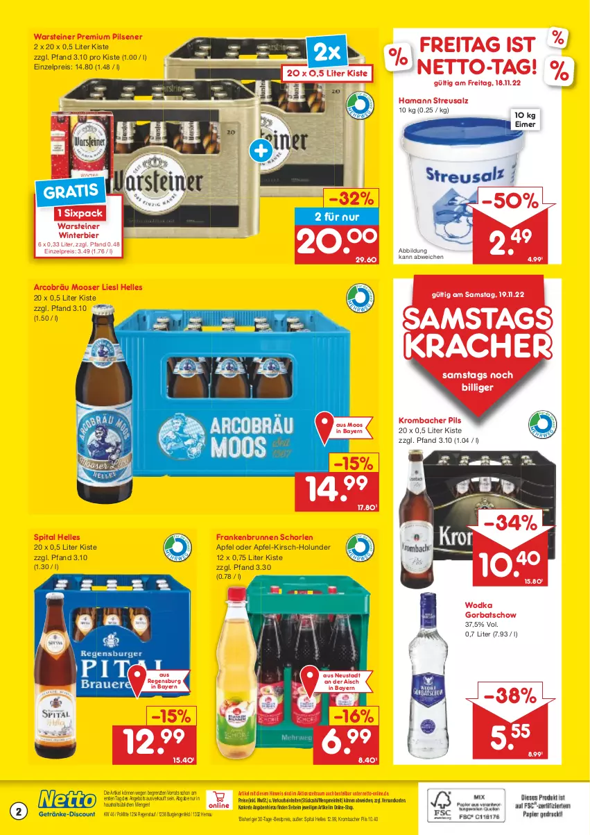 Aktueller Prospekt Netto Marken-Discount - Getränkemarkt in deiner Nähe - von 15.03.2021 bis 19.11.2022 - strona 2 - produkty: angebot, apfel, bestpreis, bier, brunnen, eimer, eis, elle, Gorbatschow, hama, holunder, kirsch, kracher, krombache, krombacher, krombacher pils, ndk, pils, pilsener, premium pils, reis, salz, schorle, steiner, Ti, warsteiner, wodka, ZTE