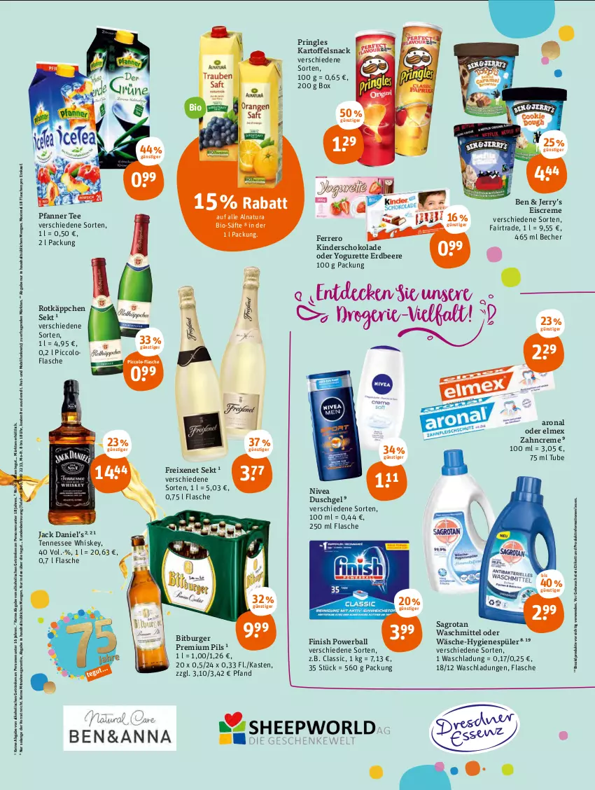 Aktueller Prospekt Tegut - Angebote der Woche - von 03.01 bis 08.01.2022 - strona 2 - produkty: alkohol, ball, Becher, beere, bio, biozidprodukte, bitburger, burger, creme, duschgel, eis, eiscreme, elmex, erdbeere, ferrero, Finish, flasche, freixenet, getränk, getränke, hygienespüler, jack daniel, Jack Daniel’s, kartoffel, Kinder, natur, natura, nivea, oder yogurette, pfanne, Pfanner, pils, powerball, premium pils, pringles, Rauch, ring, rotkäppchen, rwe, säfte, sagrotan, schoko, schokolade, sekt, snack, tee, telefon, tennessee whiskey, Ti, uhr, waschmittel, whiskey, Yo, yogurette, zahncreme