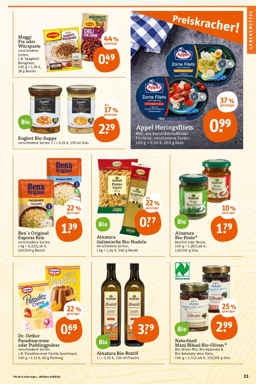 Aktueller Prospekt Tegut - Angebote der Woche - von 03.01 bis 08.01.2022 - strona 25 - produkty: basilico, beutel, bio, bolognese, creme, Dr. Oetker, eis, filet, filets, fisch, fische, Fischer, flasche, gin, hering, Herings, heringsfilets, lebensmittel, mac, maggi, maggi fix, natur, natura, naturland, nudel, nudeln, olive, oliven, pesto, pudding, reis, ring, Schere, spaghetti, spaghetti bolognese, suppe, tender, Ti, vanille