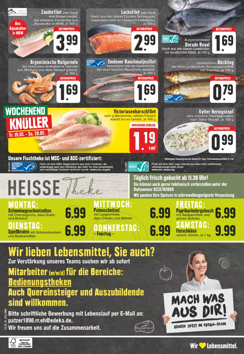 Aktueller Prospekt Edeka - Angebote der Woche - von 15.05 bis 20.05.2023 - strona 24 - produkty: aktionspreis, aqua, deka, Dorade, dorade royal, eier, eis, elle, ente, filet, fisch, fische, Fischer, fischtheke, hering, Herings, Kaiser, lachs, lachsfilet, lebensmittel, LG, mac, matjes, Matjesfilet, omega, Omega-3, Rauch, reis, rezept, ring, rwe, Schere, Spezi, Sylter, telefon, Ti, tisch, topf, uhr, Wild, Yo, Zander