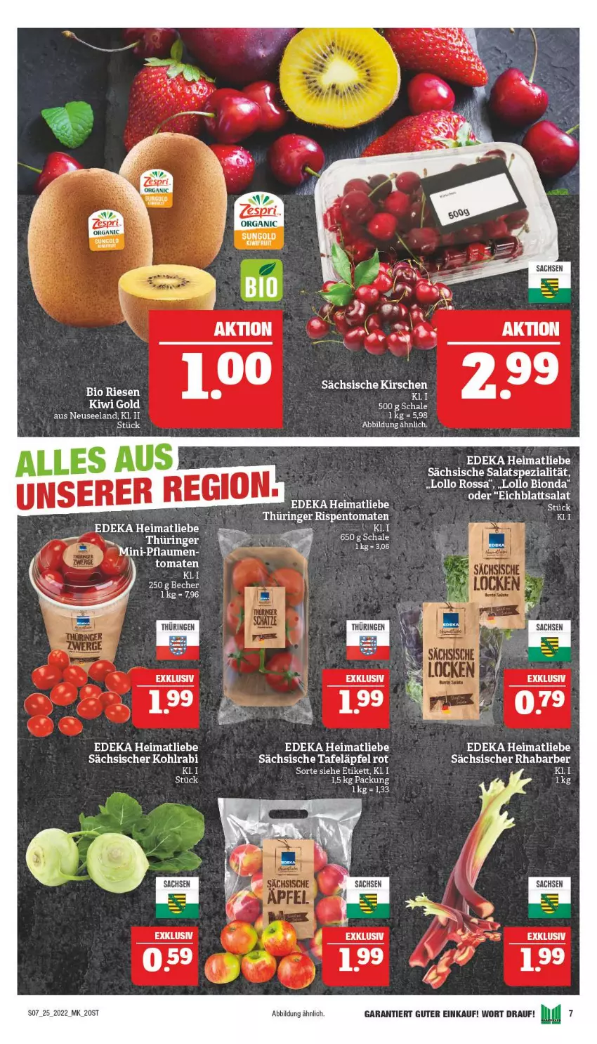 Aktueller Prospekt Marktkauf - Prospekt - von 19.06 bis 25.06.2022 - strona 11 - produkty: bio, deka, Eichblattsalat, Elan, kiwi, Kiwi Gold, kohlrabi, rhabarber, ring, sac, salat, Schal, Schale, Spezi, tafeläpfel, Ti, tomate, tomaten, zespri