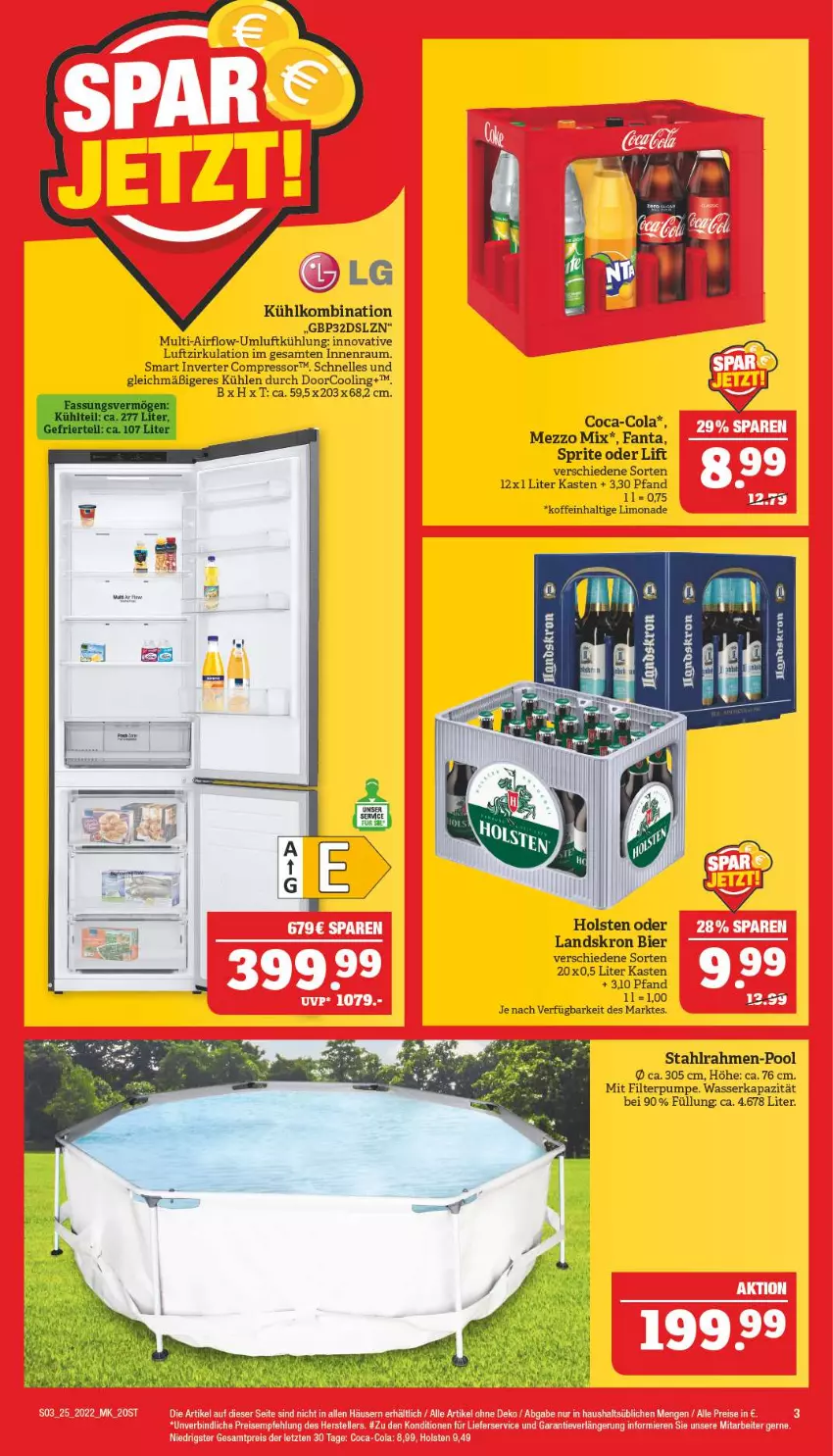 Aktueller Prospekt Marktkauf - Prospekt - von 19.06 bis 25.06.2022 - strona 7 - produkty: bier, coca-cola, cola, elle, fanta, holsten, LG, limo, limonade, Mezzo Mix, pool, sprite, Ti, wasser