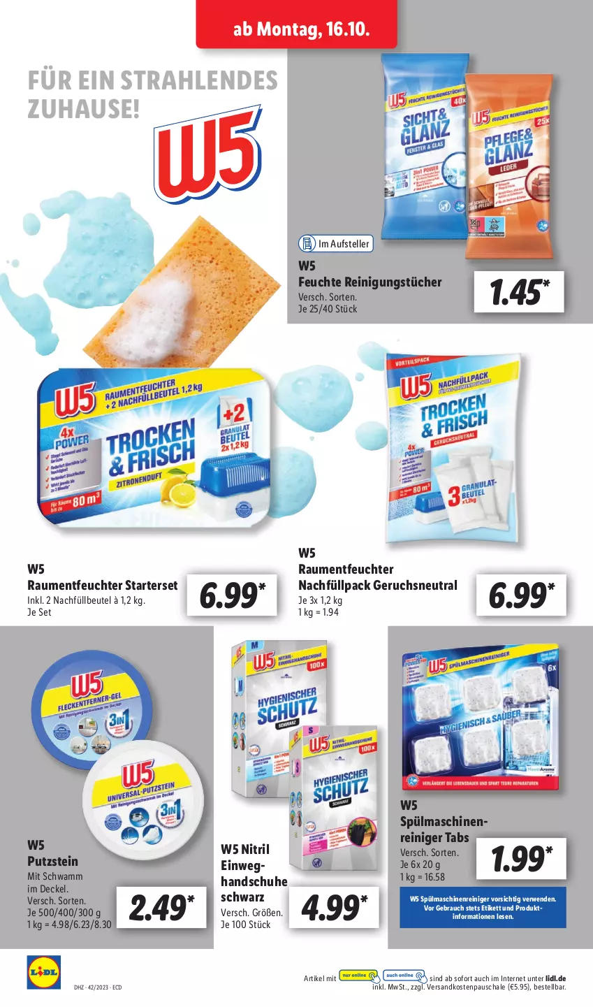 Aktueller Prospekt Lidl - Aktionsprospekt - von 16.10 bis 21.10.2023 - strona 18 - produkty: beutel, decke, Deckel, Einweghandschuhe, elle, handschuhe, maschinenreiniger, ndk, Rauch, reiniger, Reinigung, reinigungstücher, rwe, Schal, Schale, schuhe, schwamm, spülmaschinen, teller, Ti, tücher