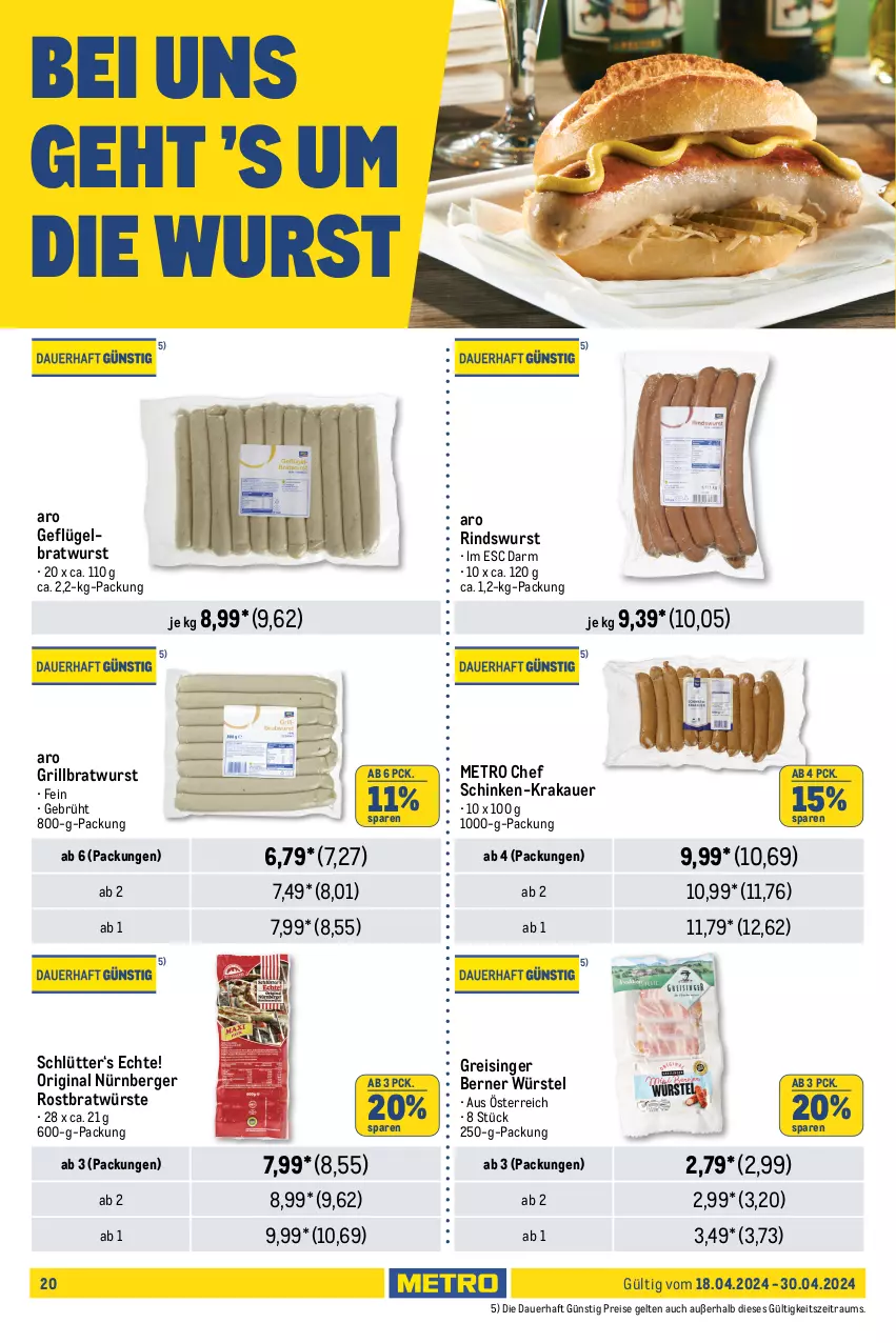 Aktueller Prospekt Metro - Food-NonFood - von 18.04 bis 30.04.2024 - strona 20 - produkty: auer, Benediktiner, Berger, bratwurst, eis, flasche, Geflügel, getränk, getränke, gin, grill, grillbratwurst, karlsberg, karlsberg mixery, krakauer, Metro, Mixer, mixery, nürnberger, Palette, pils, reis, rind, schinken, steiner, tequila, Ti, veltins, warsteiner, wurst