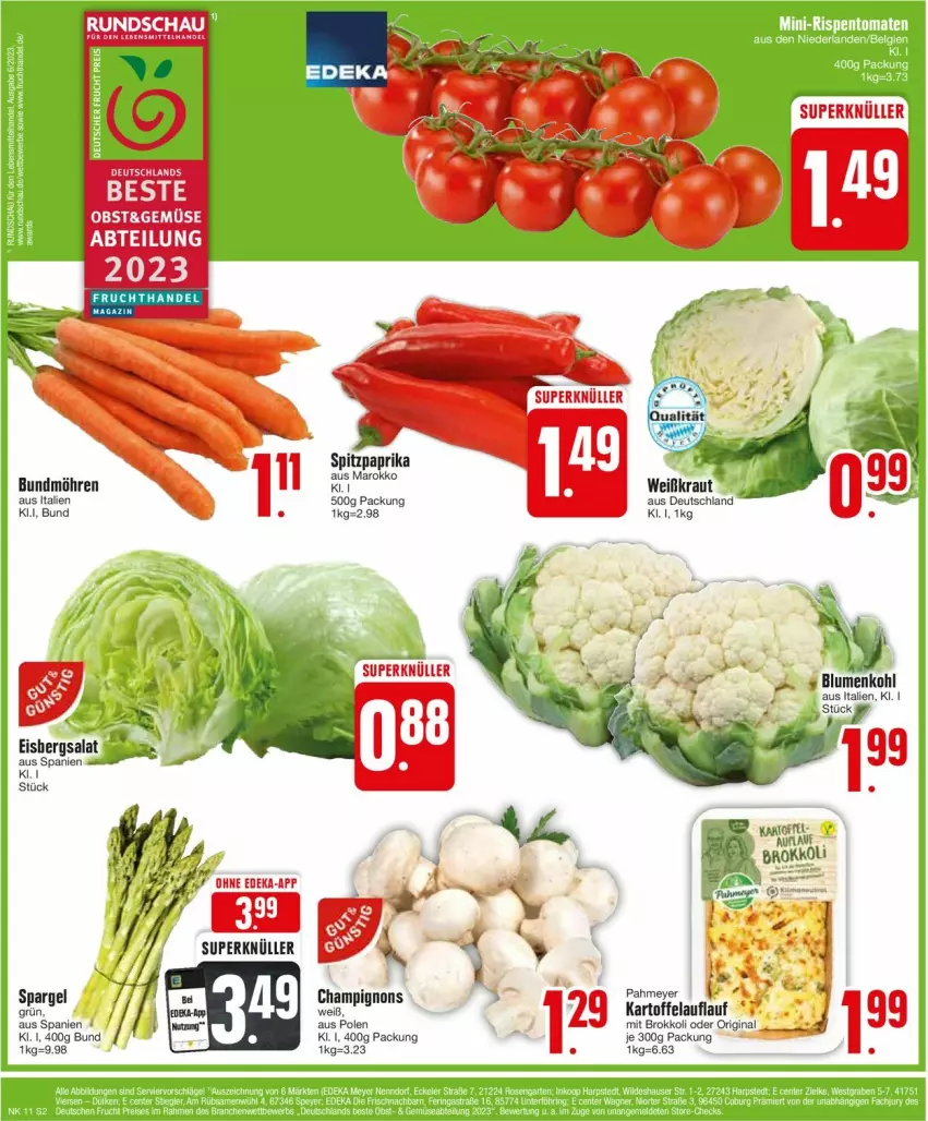 Aktueller Prospekt Edeka - Prospekte - von 11.03 bis 16.03.2024 - strona 2 - produkty: Abtei, blume, blumen, blumenkohl, brokkoli, Bundmöhren, champignon, champignons, deka, eis, eisbergsalat, gin, kartoffel, Kraut, möhren, obst, paprika, salat, spargel, Spitzpaprika, Ti