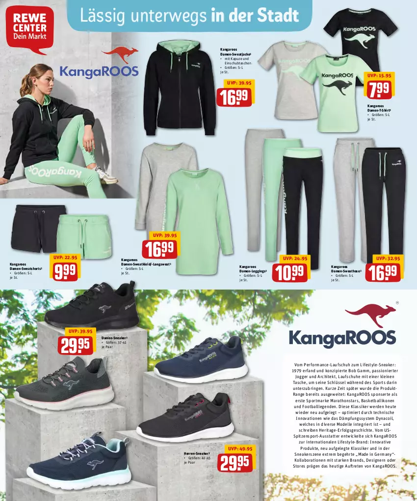 Aktueller Prospekt Rewe - Prospekte - von 11.04 bis 16.04.2022 - strona 26 - produkty: ball, damen-sneaker, dell, elle, erde, Germ, gin, gsw, herren-sneaker, Heu, hose, Jacke, kleid, Laufschuhe, leggings, leine, LG, Mode, ring, rwe, schuhe, shirt, shorts, sneaker, Sport, Sweathose, sweatjacke, Sweatkleid, sweatshorts, T-Shirt, Tasche, taschen, Ti, WICK