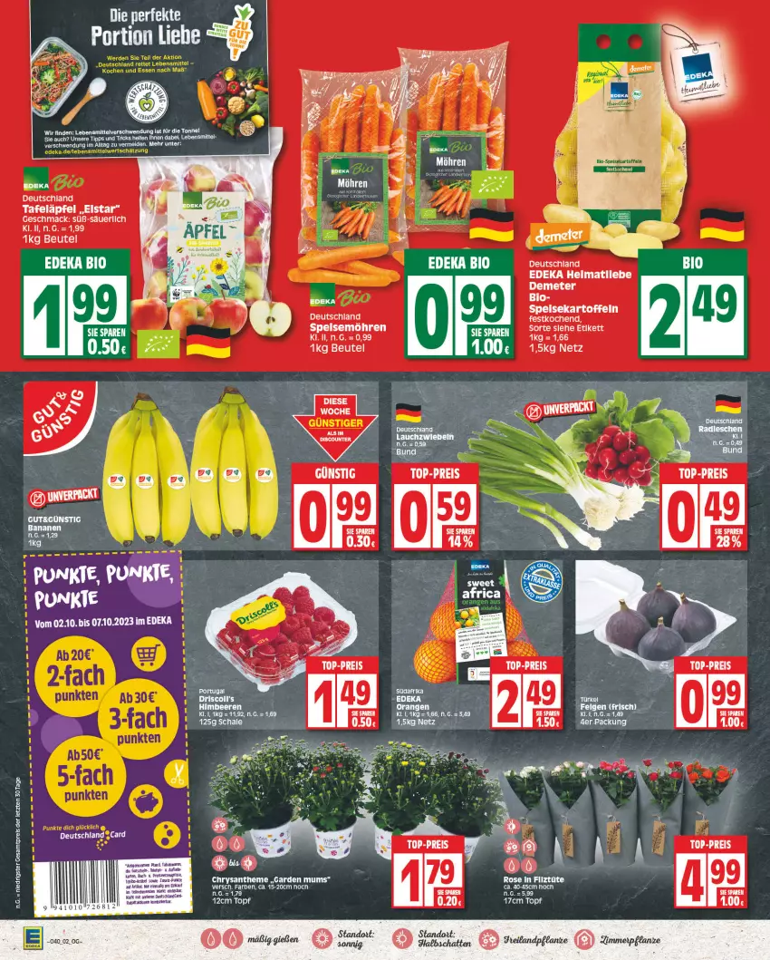 Aktueller Prospekt E Center - Angebote der Woche - von 02.10 bis 07.10.2023 - strona 2 - produkty: banane, bananen, beere, beeren, beutel, bio, deka, deutschlandcard, driscoll's, eis, himbeer, himbeere, himbeeren, kartoffel, kartoffeln, lebensmittel, mac, möhren, reis, speisemöhren, tafeläpfel, tee, Ti, top-preis, topf, Tüte, ZTE