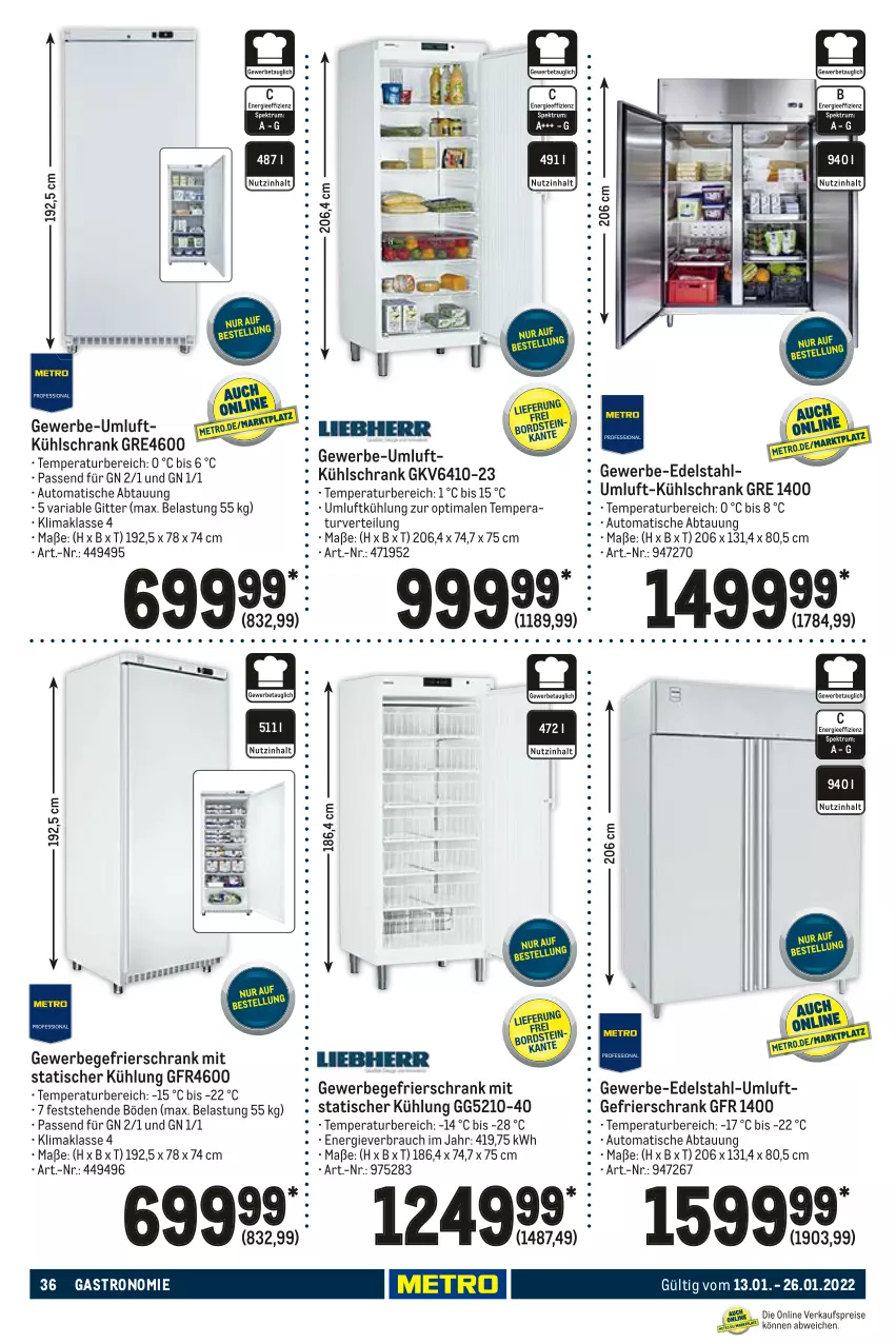 Aktueller Prospekt Metro - Gastro Journal - von 13.01 bis 26.01.2022 - strona 36 - produkty: auto, edelstahl, gefrierschrank, kühlschrank, Rauch, Ria, Schrank, Ti, tisch