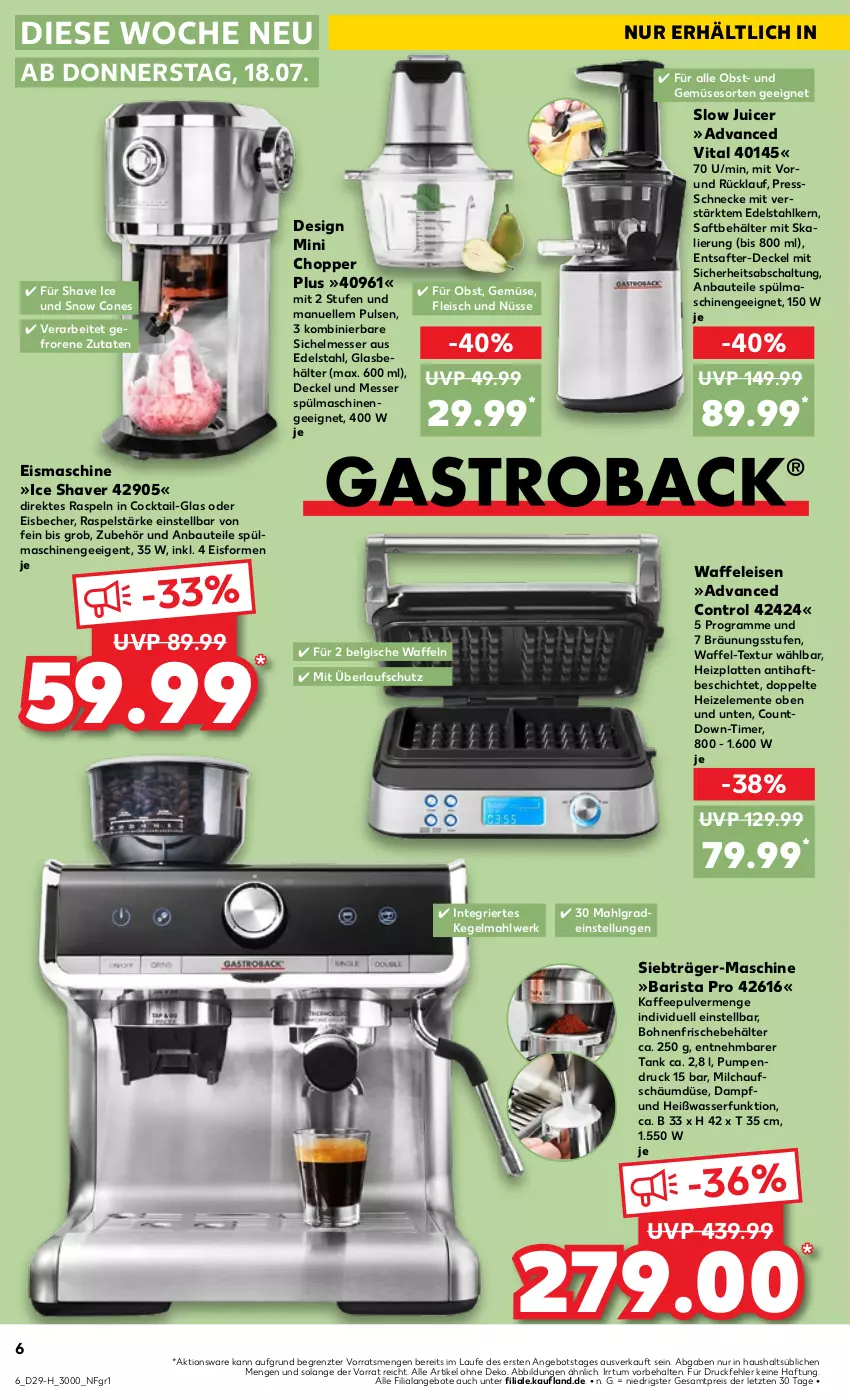 Aktueller Prospekt Kaufland - Extra-Angebote - von 18.07 bis 24.07.2024 - strona 6 - produkty: angebot, angebote, Bau, Becher, Behälter, bohne, bohnen, cocktail, decke, Deckel, edelstahl, eis, eisbecher, eismaschine, elle, ente, Entsafter, fleisch, kaffee, latte, LG, messer, milch, obst, reis, saft, Schal, Shaver, spülmaschinen, Ti, timer, und gemüse, vita, Waffeleisen, waffeln, wasser, ZTE