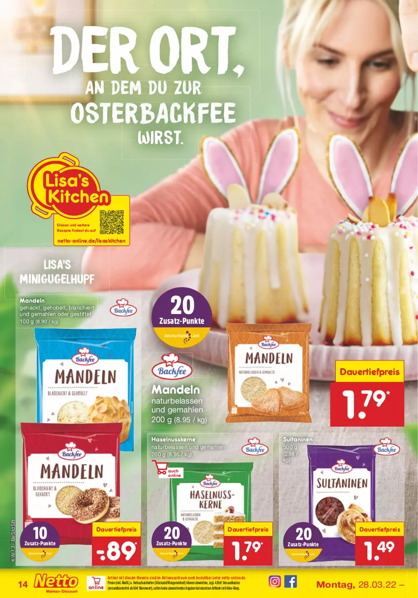 Aktueller Prospekt Netto Marken-Discount - Filial-Angebote - von 28.03 bis 02.04.2022 - strona 14 - produkty: auer, dauertiefpreis, eis, haselnuss, mandel, mandeln, natur, ndk, nuss, reis, rezept, rezepte, stifte, Ti, tiefpreis, versandkostenfrei