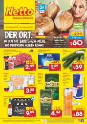 Gazetka promocyjna Netto Marken-Discount - Filial-Angebote - Gazetka - ważna od 02.04 do 02.04.2022 - strona 1 - produkty: alkohol, angebot, asti, backofen, Berger, brötchen, butter, drink, eis, energy drink, erde, fleisch, gurke, gurken, hackfleisch, hackfleisch gemischt, jacobs, jacobs krönung, kaffee, küche, Küchen, küchentücher, mehl, ndk, Ofen, pils, pilsner, radeberger, radeberger pilsner, red bull, reis, rind, schwein, stube, Ti, tücher, versandkostenfrei, weihenstephan, wein, ZTE