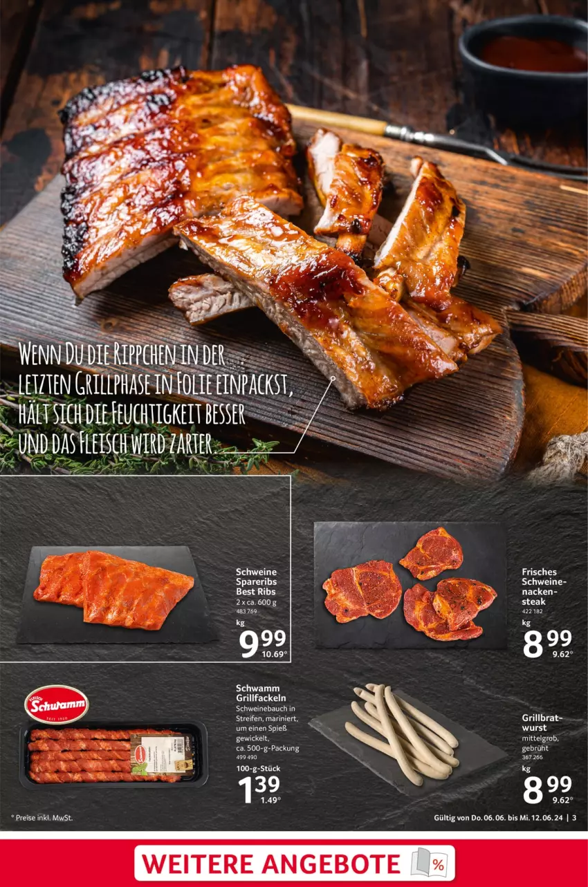 Aktueller Prospekt Selgros - Food - von 06.06 bis 12.06.2024 - strona 3 - produkty: angebot, angebote, grill, grillfackeln, LG, schwamm, schwein, schweine, spareribs, steak, Ti, wein, weine, wurst