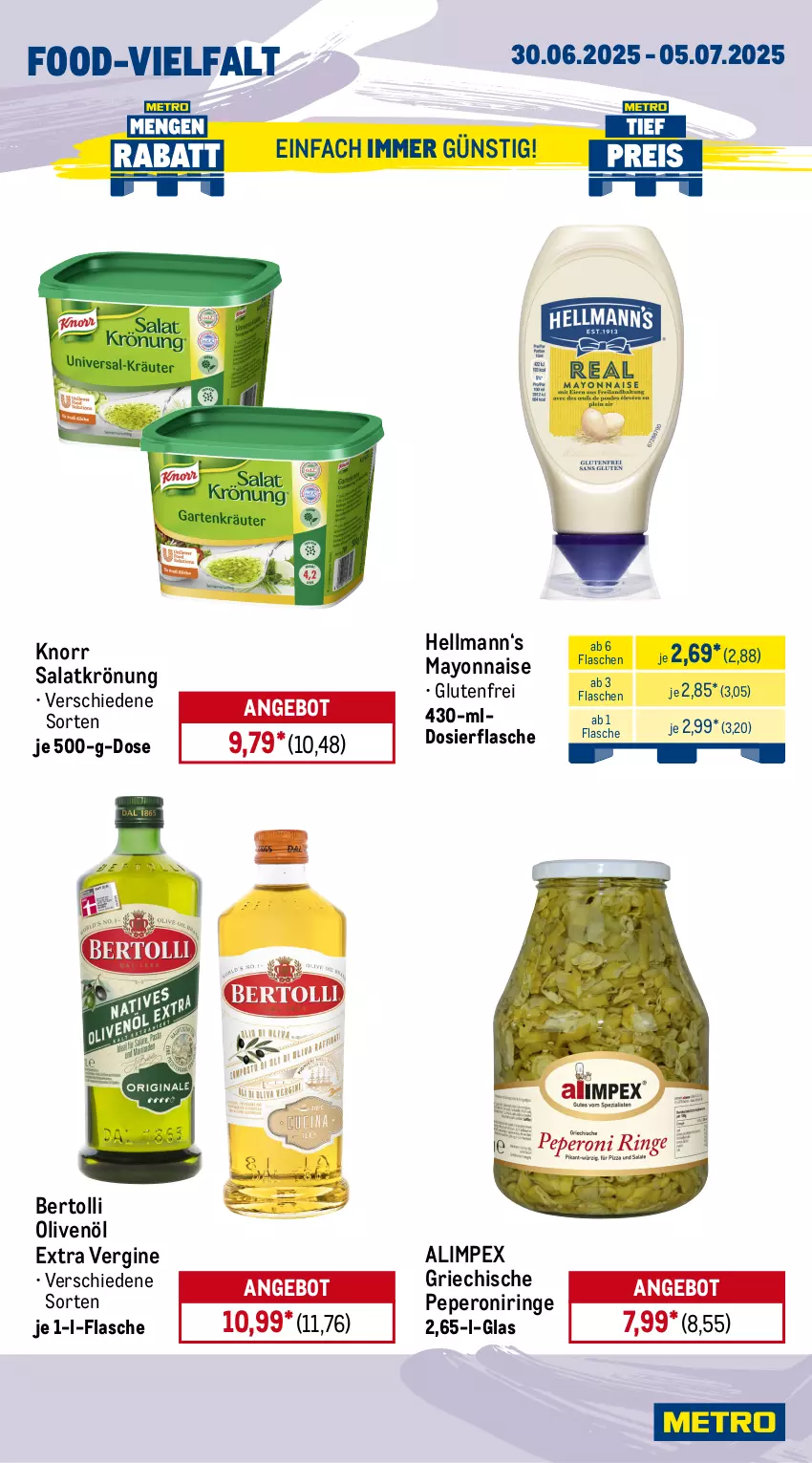 Aktueller Prospekt Metro - Wochen-Angebote Gastro - von 30.06 bis 05.07.2025 - strona 12 - produkty: angebot, bertolli, bohne, coca-cola, cola, dallmayr, durstlöscher, eis, flasche, frucht, fruchtsaft, fruchtsaftgetränk, getränk, getränke, gin, knorr, mayonnaise, olive, oliven, olivenöl, olivenöl extra, Palette, peperoni, Peroni, pringles, reis, ring, saft, salat, salatkrönung, Ti, Yo