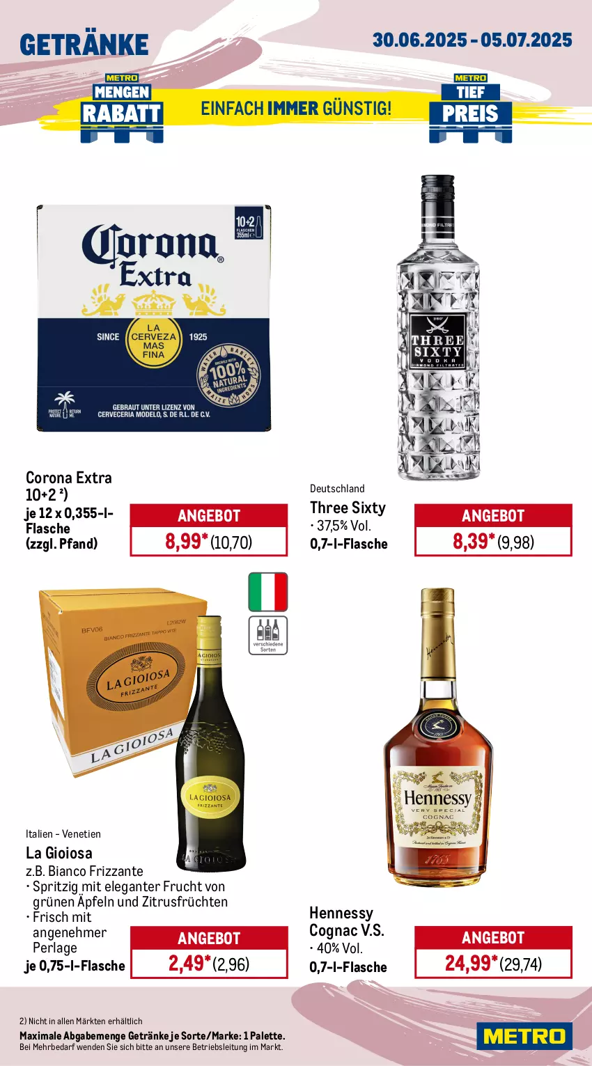 Aktueller Prospekt Metro - Wochen-Angebote Gastro - von 30.06 bis 05.07.2025 - strona 14 - produkty: akku, angebot, bürste, Cognac, corona, corona extra, Dyson, eis, Elektro, elle, flasche, frizzante, frucht, früchte, früchten, getränk, getränke, hochdruckreiniger, Jubiläums, Kärcher, kraft, La Gioiosa, mac, Metro, metro gastro, Palette, papier, perla, persil, reiniger, Reinigung, Reinigungsmittel, reis, schlauch, staubsauger, teller, Three Sixty, Ti, Tiere, vollwaschmittel, wandhalterung, waschmittel, wc frisch, WC Frisch Kraft Aktiv