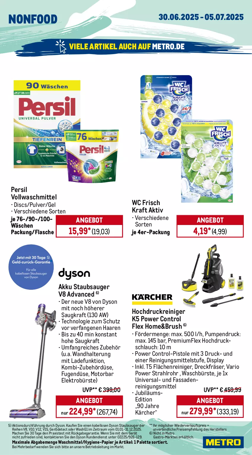 Aktueller Prospekt Metro - Wochen-Angebote Gastro - von 30.06 bis 05.07.2025 - strona 15 - produkty: akku, angebot, bürste, Cognac, corona, corona extra, Dyson, eis, Elektro, elle, flasche, frizzante, frucht, früchte, früchten, getränk, getränke, hochdruckreiniger, Jubiläums, Kärcher, kraft, La Gioiosa, mac, Metro, metro gastro, Palette, papier, perla, persil, reiniger, Reinigung, Reinigungsmittel, reis, schlauch, staubsauger, teller, Three Sixty, Ti, Tiere, vollwaschmittel, wandhalterung, waschmittel, wc frisch, WC Frisch Kraft Aktiv