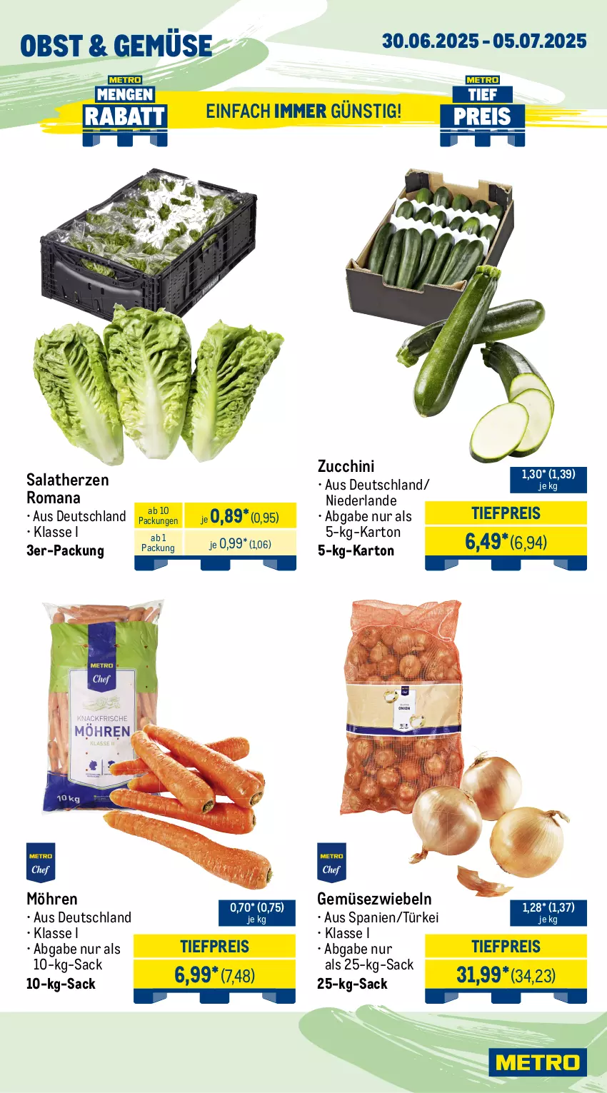 Aktueller Prospekt Metro - Wochen-Angebote Gastro - von 30.06 bis 05.07.2025 - strona 8 - produkty: beutel, edamer, eimer, eis, Gemüsezwiebel, gouda, mac, milch, milram, möhren, obst, reis, sac, sahne, salat, salatherzen, schlagsahne, Ti, tiefpreis, zucchini, zwiebel, zwiebeln