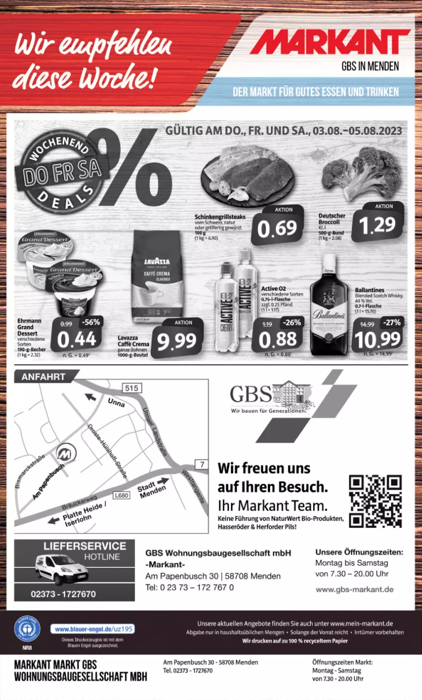 Aktueller Prospekt Markant - Prospekte - von 31.07 bis 05.08.2023 - strona 12 - produkty: angebot, angebote, ball, Bau, Bebe, Becher, bio, blended scotch, blended scotch whisky, brot, ehrmann, elle, erde, gewürz, hasseröder, lieferservice, natur, pils, rwe, schwein, scotch, scotch whisky, Ti, uhr, wein, whisky