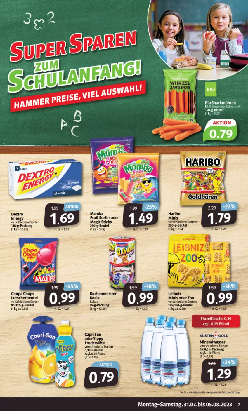 Aktueller Prospekt Markant - Prospekte - von 31.07 bis 05.08.2023 - strona 7 - produkty: Alwa, beutel, Cap, chupa, chupa chups, eis, frucht, fruchtsäfte, kakao, kuchen, kuchenmeister, leibniz, Lutscher, mam, Meister, mineralwasser, reis, säfte, Ti, wasser, ZTE