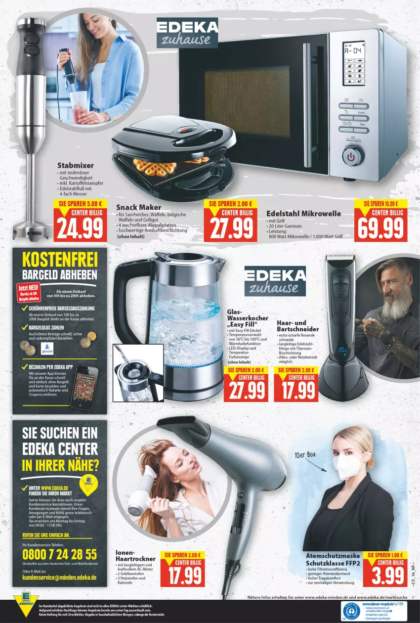 Aktueller Prospekt E Center - Angebote der Woche - von 31.01 bis 05.02.2022 - strona 16 - produkty: akku, angebot, angebote, Atemschutzmaske, auer, auto, bartschneider, coupon, coupons, decke, Deckel, deka, edelstahl, eis, elle, Engel, ente, FFP2, garraum, grill, haartrockner, kartoffel, Kocher, kraft, latte, leine, LG, Maske, messer, mikrowelle, Mixer, papier, ring, rwe, sandwich, snack, stabmixer, telefon, Ti, Tiere, tisch, Trockner, uhr, waffeln