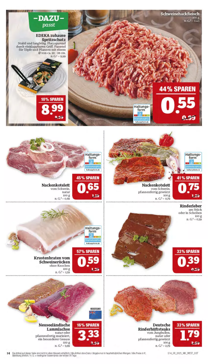 Aktueller Prospekt Marktkauf - Prospekt - von 16.02 bis 22.02.2025 - strona 14 - produkty: braten, deka, eis, fleisch, gewürz, hackfleisch, hüftsteak, hüftsteaks, jungbullen, kotelett, krustenbraten, lachs, lamm, lammlachse, natur, nuss, pfanne, pfannen, reis, rind, rinder, Rinderleber, schwein, schweine, Schweinehackfleisch, schweinerücken, Spritzschutz, steak, steaks, Ti, und pfanne, wein, weine, ZTE