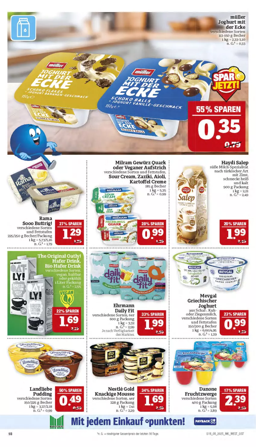 Aktueller Prospekt Marktkauf - Prospekt - von 16.02 bis 22.02.2025 - strona 18 - produkty: aufstrich, Becher, ehrmann, eis, frucht, fruchtzwerge, gewürz, joghur, joghurt, joghurt mit der ecke, Knackige Mousse, landliebe, milch, milram, mousse, Müller, pudding, quark, reis, Spezi, ZTE