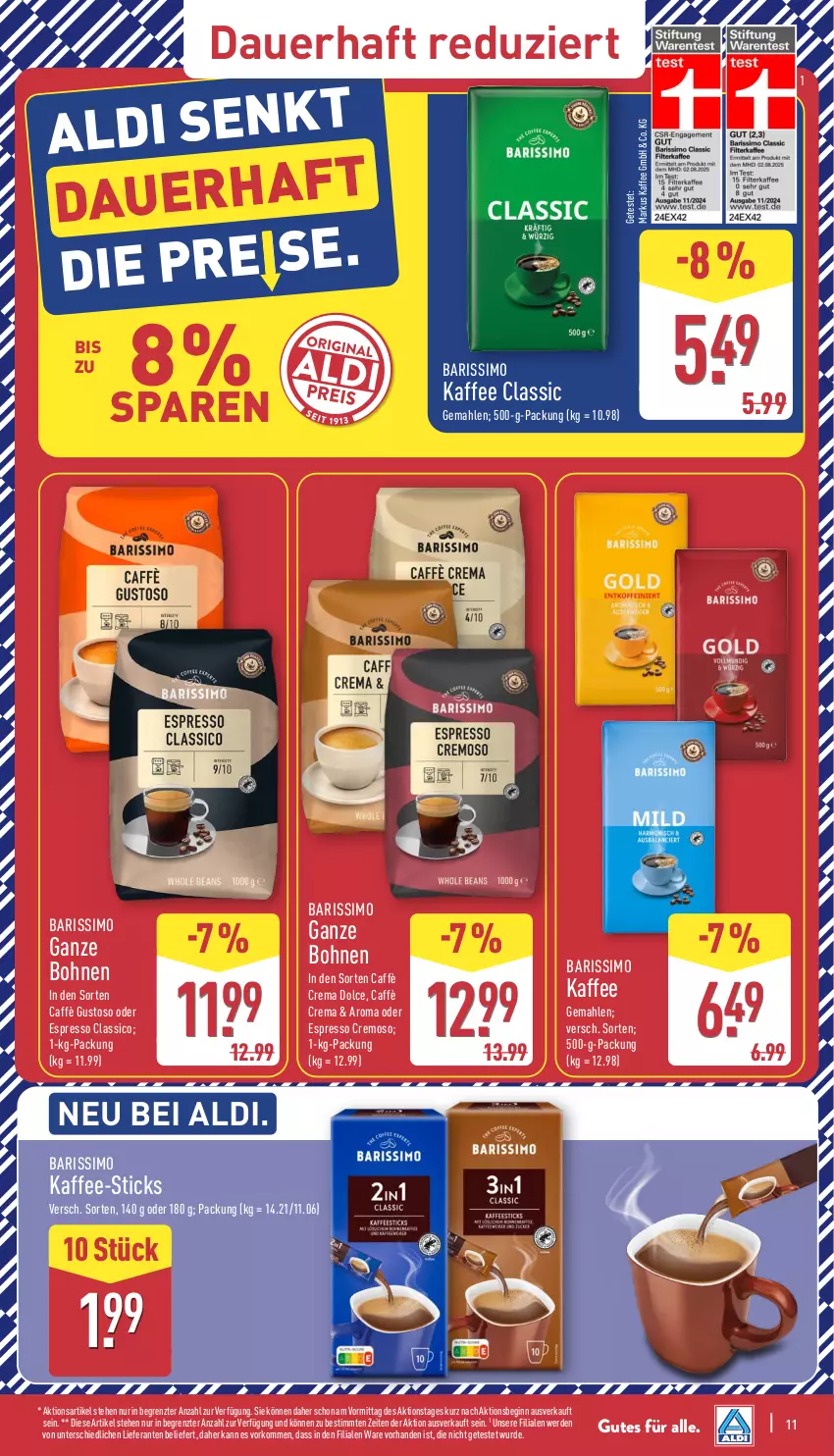 Aktueller Prospekt Aldi Nord - Von Montag - von 17.11 bis 22.11.2025 - strona 11 - produkty: aldi, auer, bohne, bohnen, caffè crema, classico, eis, erde, espresso, gin, kaffee, lebensmittel, oder espresso, reis, sim, Ti, ZTE