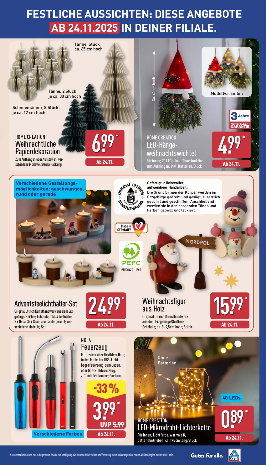 Aktueller Prospekt Aldi Nord - Von Montag - von 17.11 bis 22.11.2025 - strona 38 - produkty: angebot, angebote, batterie, batterien, dekoration, dell, Draht, elle, erde, Feuerzeug, Germ, gin, Holz, Kette, lack, lamm, leds, lichterkette, Mode, papier, Ria, tee, Teelicht, teelichte, teelichthalter, Ti, timer, usb, Weihnachtsfigur, Wichtel, ZTE