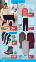 Gazetka promocyjna Aldi Nord - Von Montag - Gazetka - ważna od 22.11 do 22.11.2025 - strona 20 - produkty: Bau, baumwolle, Bengalin, decksohle, Elan, gin, hose, kleid, leggings, Pullover, Ria, rind, rum, Schnürstiefel, socken, Strickkleid, Strickpullover, Strumpfhose, Ti, up2fashion, wolle, ZTE