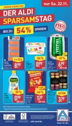 Gazetka promocyjna Aldi Nord - Von Montag - Gazetka - ważna od 22.11 do 22.11.2025 - strona 36 - produkty: aldi, aus der tiefkühlung, auto, beutel, essig, filet, flasche, funny-frisch, gin, halbfettmargarine, kartoffel, lachs, lachsfilet, lätta, mac, Macarons, magazin, mandel, margarine, papier, pils, pilsener, pom-bär, snack, telefon, Ti, veltins, veltins pilsener, ZTE