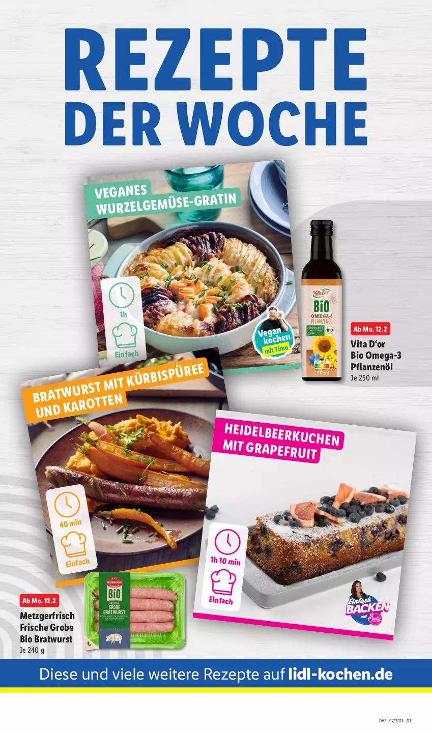 Aktueller Prospekt Lidl - Aktionsprospekt - von 12.02 bis 17.02.2024 - strona 15 - produkty: bio, bratwurst, LG, omega, Omega-3, pflanze, pflanzen, Pflanzenöl, püree, rezept, rezepte, Ti, vita, wurst