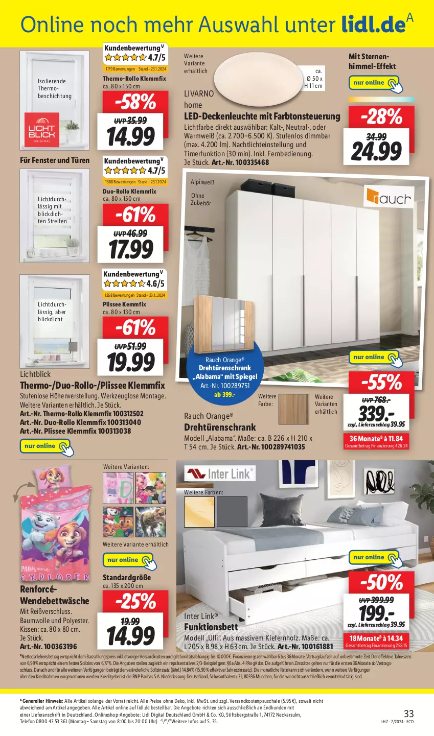 Aktueller Prospekt Lidl - Aktionsprospekt - von 12.02 bis 17.02.2024 - strona 39 - produkty: angebot, angebote, Bau, baumwolle, bett, bettwäsche, decke, deckenleuchte, dell, drehtürenschrank, eis, elle, erde, fenster, Fenster und Türen, fernbedienung, Holz, kissen, led-deckenleuchte, Leuchte, Mode, Nachtlicht, ndk, orange, Rauch, reifen, reis, rel, Ria, Schal, Schale, Schrank, spiegel, telefon, thermo-rollo, Ti, timer, türenschrank, uhr, wendebettwäsche, werkzeug, wolle