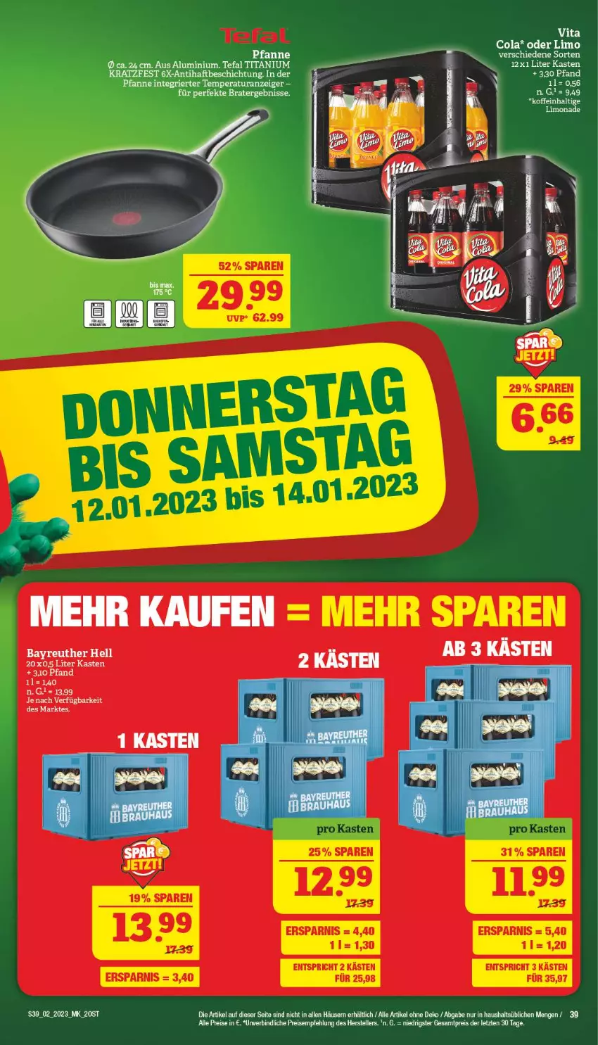 Aktueller Prospekt Marktkauf - Prospekt - von 08.01 bis 14.01.2023 - strona 39 - produkty: cola, eis, elle, limo, limonade, reis, tefal, teller, Ti, ZTE