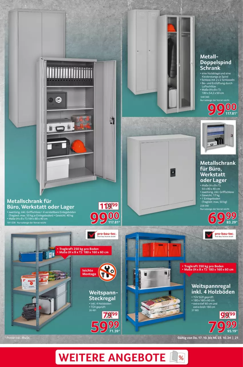 Aktueller Prospekt Selgros - Non Food - von 17.10 bis 23.10.2024 - strona 21 - produkty: Bau, Holz, regal, Schrank, Stier, tee, Ti