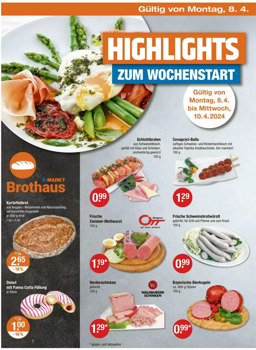 Aktueller Prospekt Vmarkt - Prospekte - von 04.04 bis 10.04.2024 - strona 26 - produkty: auer, ball, bier, Donut, eis, fleisch, für grill und pfanne, grill, grill und pfanne, hackfleisch, knoblauch, Kraut, Kugel, mehl, natur, panna cotta, paprika, pfanne, rind, rinder, rinderhackfleisch, saft, schwein, schweine, Ti, und pfanne, wein, weine, weizenmehl