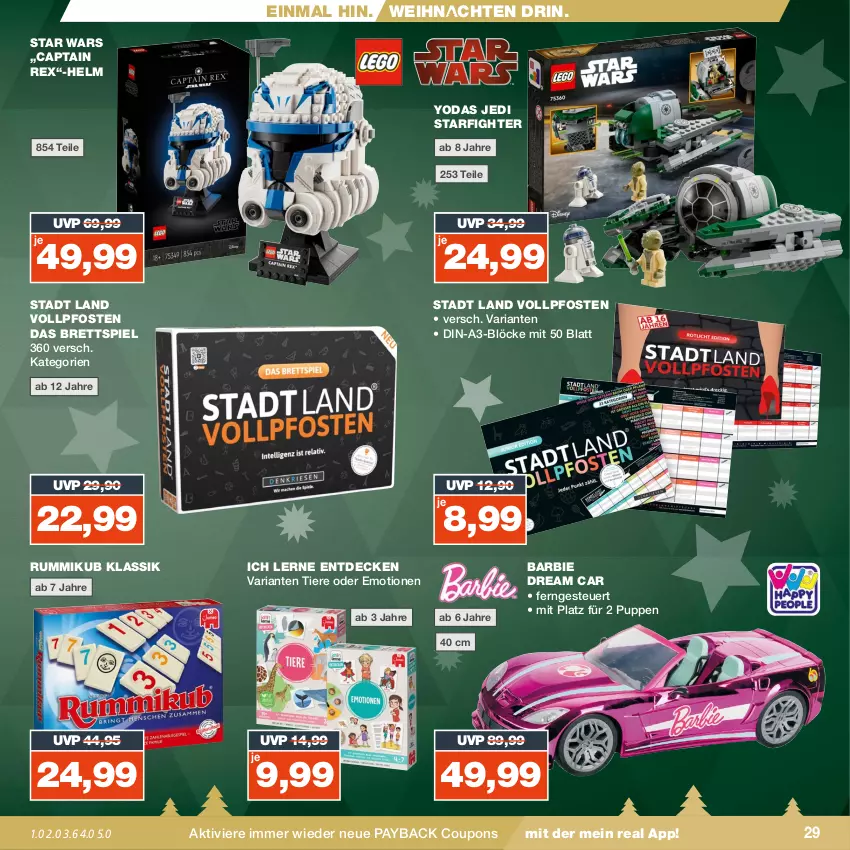 Aktueller Prospekt Real - von 11.12 bis 16.12.2023 - strona 29 - produkty: Barbie, Cap, coupon, coupons, decke, payback, Puppe, Ria, rum, Ti, Tiere, weihnachten, Yo